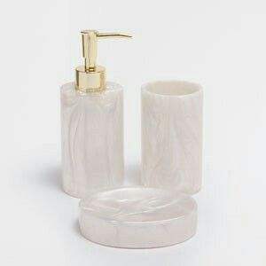 Ensemble de salle de bain en résine époxy au design moderne, 4 pièces, pour la maison, distributeur de savon, porte-brosse à dents, plateau de toilette à prix abordable - Product Image 5