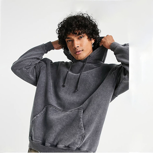 Sweat-shirt à capuche oversize en coton, style vintage, effet délavé, personnalisable avec logo, pour homme et femme - Product Image 1