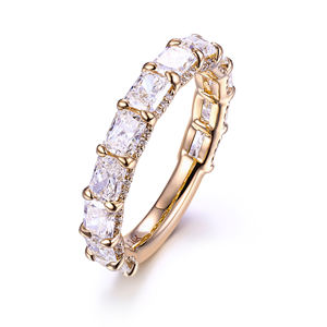 AMBER JEWELS Anillo de eternidad unisex de plata 925 chapado en oro rosa con moissanita de corte marquesa y engaste pavé, clásico para compromiso - Product Image 3
