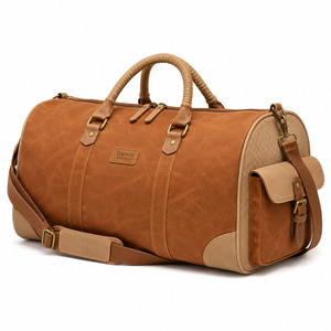 Custom <b>Waxed</b> <b>Canvas</b> Duffle <b>Bag</b> Manufacturer Leather Trim Travel Weekender Gym Duffel <b>Bag</b> OEM Wholesale Supplier - Product Image 1