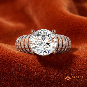Round Cut Moissanite Engagement Ring Rose Gold Plated Multi Row Pave Band Wedding Ring Jewelry <b>Gift</b> - Product Image 1