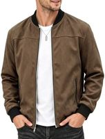 Blouson Bomber Classique Marron en Daim PU pour Hommes, Veste Décontractée Zippée, Vente en Gros, Logo Personnalisé, Fabricant de Vêtements OEM
