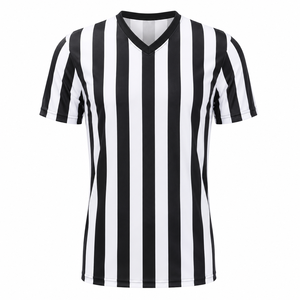 Chemise d'arbitre unisexe à rayures noires et blanches, col en V, manches courtes, maillot d'arbitre de basket-ball, respirant, séchage rapide, anti-UV - Product Image 1