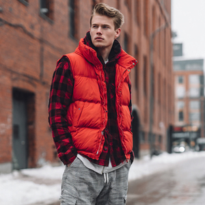 Gilet matelassé sans manches pour homme, col montant, fermeture éclair, doudoune sans manches pour l'hiver, gilet matelassé sans manches pour homme, style urbain - Product Image 1