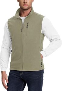 Gilet sans manches léger beige pour homme, col montant, fermeture éclair intégrale, décontracté, pour voyage et activités de plein air - Product Image 6