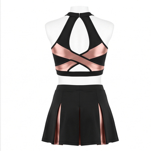 Uniforme de cheerleading personnalisé de haute qualité, respirant, sublimé, en poly-spandex, pour adultes, avec hauts de danse et jupe plissée, personnalisable - Product Image 2