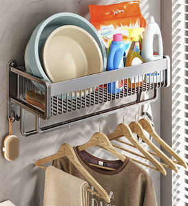 Étagère d'angle murale moderne en acier et aluminium OEM/ODM, étanche, pour serviettes et articles de toilette - Product Image 2