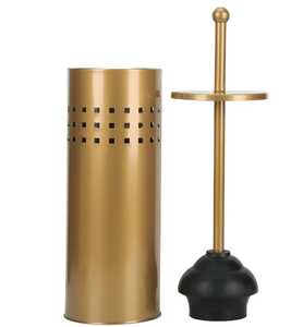 Minimalist Brushed Gold Stainless Steel Toilet <b>Brush</b> Holder Set <b>Round</b> Floor Standing Bathroom Deep Cleaning Tool Luxury Set - Product Image 6