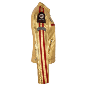Veste de moto pour femme en cuir d'agneau véritable Sizma 100% personnalisée, fermeture éclair YKK or/argent, logo personnalisé, marque privée - Product Image 4