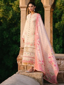 Ensemble Salwar Kameez 2 pièces en dentelle à franges brodé de fleurs roses pour femmes, idéal pour les fêtes et les mariages, costume pakistanais de qualité supérieure en gros - Product Image 3