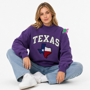 Sudadera de cuello alto para mujer, con parche bordado de la bandera de Texas, estilo oversize, informal, 100% algodón polar, ecológica - Product Image 4