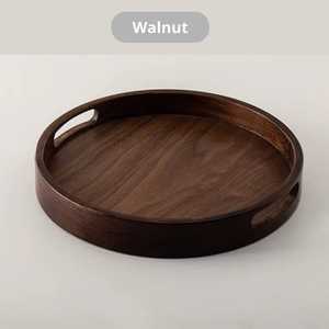 Round Wooden Decorative Trays Set Handcrafted Minimalist Design Multi-piece Package Natural Wood Finish Handle Serving Tray - Product Image 4