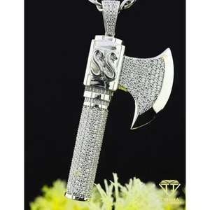Collar de Hacha con Diamantes Cultivados en Laboratorio VVS, Chapado en Oro, con Plata de Ley 925, Accesorio de Moda Premium - Product Image 4