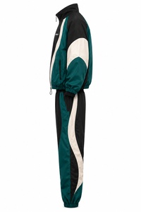 Conjunto Deportivo Color Block, Chaqueta y Pantalones de Poliéster Transpirable de Corte Holgado con Cierre de Cordón, Ropa de Otoño - Product Image 2
