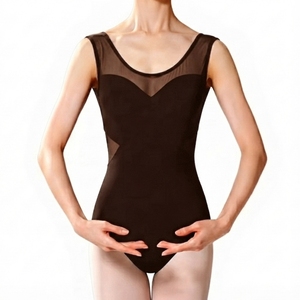 Justaucorps de danse en maille à col en U sans manches en nylon pour ballerines, tenue d'entraînement unique à dos ouvert pour enfants et filles - Product Image 2