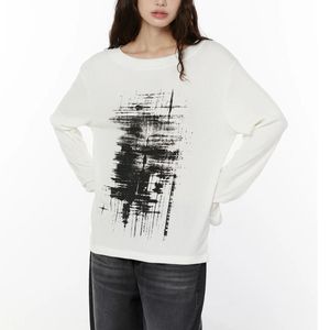 Pull en maille blanc pour femme, motif graphique vieilli, manches longues, côtelé, coupe oversize, style Y2K Grunge Streetwear - Product Image 5