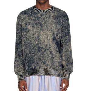 Suéter de Punto Oversize para Hombre, Estilo Streetwear, Lavado Ácido, 100% Algodón, Transpirable, con Logotipo Personalizado, OEM, Alta Calidad, 2026 - Product Image 1