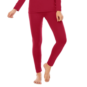Sous-vêtements thermiques longs pour femmes, couche de base hivernale en polaire, 100% coton, col rond, tricoté, respirant, usage quotidien - Product Image 5
