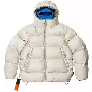 Chaqueta de Plumón con Capucha para Hombre, Color Beige, Gruesa, Aislante para Invierno, Resistente al Viento, Chaqueta Acolchada para Clima Frío, Ropa Exterior Informal de Primera Calidad - Product Image 1