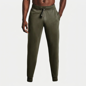 Men's Olive Green <b>Polyester</b> Sweatpants Elastic Waist Drawstring Casual Pleated Front Side Pockets Quick Dry Eco-Friendly - Product Image 3