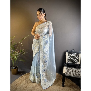 Ropa India pakistaní Georgette bordado Pallu diseño trabajo blusa piezas blusa elegante para Saree precio al por mayor indio - Product Image 1