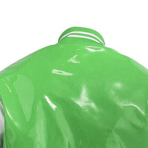 Chaqueta Varsity Unisex de Cuero PVC, Estilo Urbano Moderno, Cuello Alto de Alta Calidad, Logotipo Frontal, Ropa Urbana Hip Hop - Product Image 5