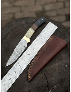 Cuchillo de Caza Premium Hecho a Mano de Acero de Damasco con Mango de Hueso y Madera, Hoja Fija de Borde Recto y Punta Caída, para Uso en Exteriores y Camping TARJ - Product Image 6