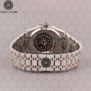 Reloj de Lujo Charm_Jewells para Mujer, Acero Inoxidable, Caja Redonda de 30 mm, Movimiento de Cuarzo Analógico, Detalles de Diamantes, Correa de Cuero - Product Image 3
