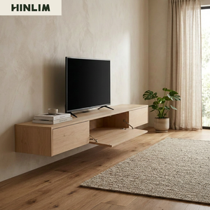 Contemporary Wall Mounted Wood <b>TV</b> <b>Stand</b> Minimalist Modern Floating Design for Living Room 50-54 In <b>TVs</b> - Product Image 1