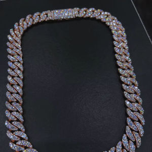 Cadena Cubana de Plata de Ley 925 Bañada en Oro con Moissanita, Estilo Hiphop, Certificada por GRA, Collares para Fiesta - Product Image 1