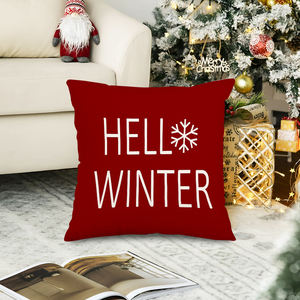 Joyeux Noël Housse de coussin 100% coton rouge à motifs floraux et feuilles séchées, style bohème, écologique et lavable pour la décoration intérieure - Product Image 2