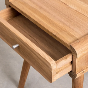 Table de chevet en bois massif avec tiroir et étagère ouverte – Table de chevet rustique moderne pour le rangement de la chambre à coucher avec finition naturelle - Product Image 4