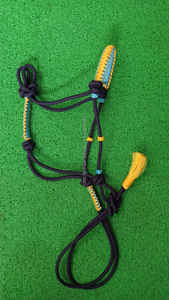 Cabestro de caballo colorido de cuero de doble costura, cuerda de correa de nailon PP, cabestros de caballo, equipo ecuestre equino, Halter Doble - Product Image 5