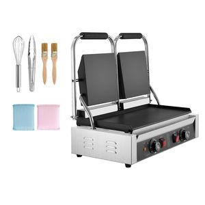 Griglia Elettrica Commerciale per Panini 3600W in Acciaio Inox, Doppia Piastra per Sandwich con Controllo della Temperatura, Attrezzatura da Cucina Professionale - Product Image 1