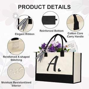Eco Friendly Jute Picnic Tote <b>Bag</b> with Long Handles for Beach Travel and Shopping - Product Image 4