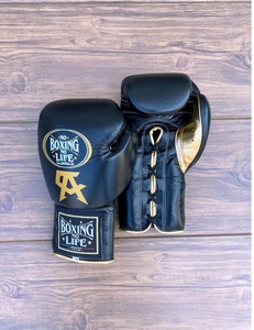 Wholesale No Boxing No Life Canelo Black Real Cowhide Leather Boxing Gloves Mexican Style Lace-Up Hand Grips Moisture Wicking - Product Image 2