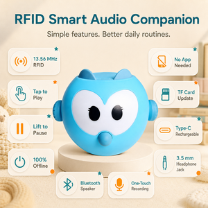 ไฟกลางคืนสำหรับเด็ก RFID พร้อมเครื่องเล่านิทานเสียง ชาร์จไฟได้ ผลิตจากพลาสติก ABS สำหรับเด็กอายุ 7-12 ปี ไม่มีหน้าจอ ของขวัญก่อนนอน - Product Image 3