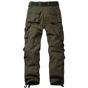 Pantalones cargo de sarga de corte clásico para hombre, 100% algodón, transpirables, informales, con seis bolsillos, estilo tradicional - Product Image 6