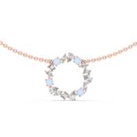 Collier pendentif cercle en or rose 14 carats avec diamants de laboratoire de luxe de formes variées