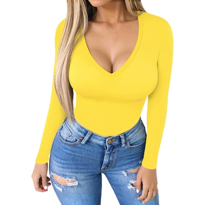 Body de Mujer Verde Oliva de Alta Calidad 2026, Cuello en V, Manga Corta, Sin Costuras, Ajuste Delgado, Ropa Deportiva, Ropa de Mujer Personalizada OEM ODM - Product Image 6