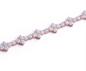 Rose Gold Plated <b>Crystal</b> Tennis <b>Bracelet</b> Women's Geometric Prong Setting Classic Wedding Jewelry Alloy <b>Bracelet</b> - Product Image 2
