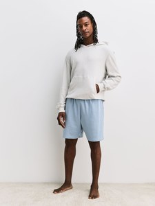 Men's Solid <b>Light</b> Blue Cotton Bermuda Shorts Mid Waist Drawstring Closure Casual Style Breathable - Product Image 4
