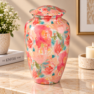 Urne funéraire en métal Colibri avec motif floral pour cendres, souvenir commémoratif et récipient pour hommage funéraire - Product Image 5