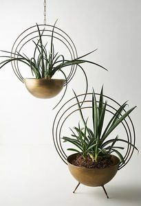 Pot de fleurs suspendu en métal doré, pot de fleurs mural rond géométrique, support de plante de plafond d'intérieur, chaîne bohème, décoration de balcon, jardin, maison - Product Image 2