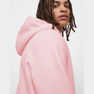 OEM Service <b>Men's</b> Oversized <b>Pink</b> Hoodie For <b>Men</b> Casual Fleece Hooded Sweatshirt Solid Color Regular Fit For Casual Wear - Product Image 3
