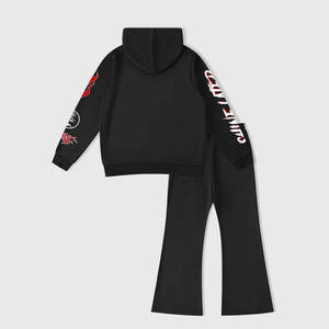 Conjunto Deportivo de Moda para Hombre con Estampado DTG Personalizado, Sudadera con Capucha con Estampado de Letras y Números, Pantalones Acampanados, Conjunto Casual de Dos Piezas - Product Image 2