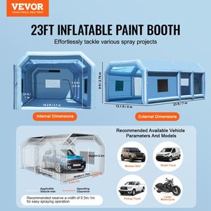 Cabina di Verniciatura Gonfiabile 23x13.1x9ft con Ventilatori da 750W+480W e Illuminazione LED - Product Image 2