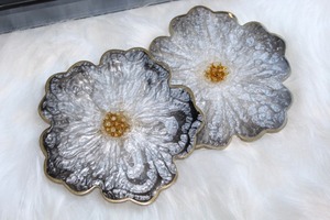 Handmade Resin <b>Epoxy</b> Coaster Set Luxury Art Deco Design Lightweight Home Decor Dining <b>Table</b> Gift From India - Product Image 4