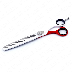 Professional Titanium Coated Red White <b>Barber</b> Thinning Scissors <b>Set</b> Stainless Steel Hairdressing Shears - Product Image 2