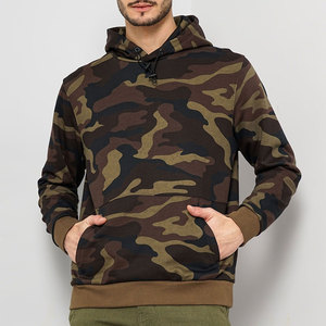 Sweat-shirt à capuche camouflage pour homme 100% coton, coupe classique, tricoté en coton, style décontracté automne, avec poches - Product Image 1